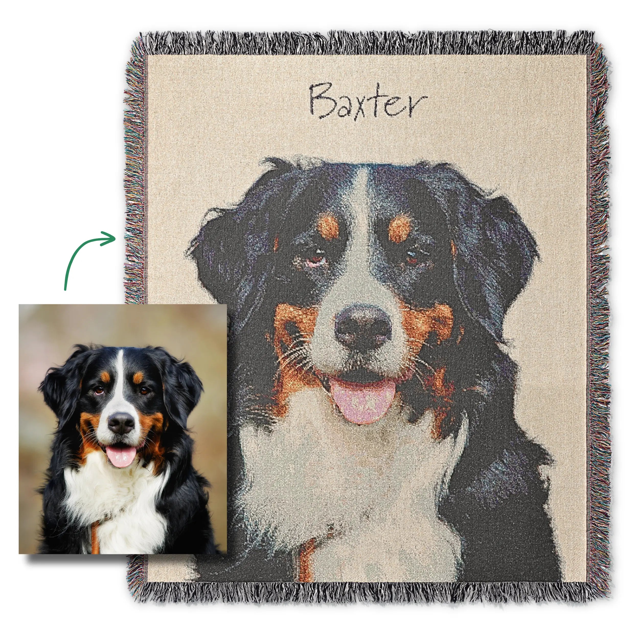 Personalized Pet Photo Woven Blanket – Custom Dog or Cat Portrait Printify