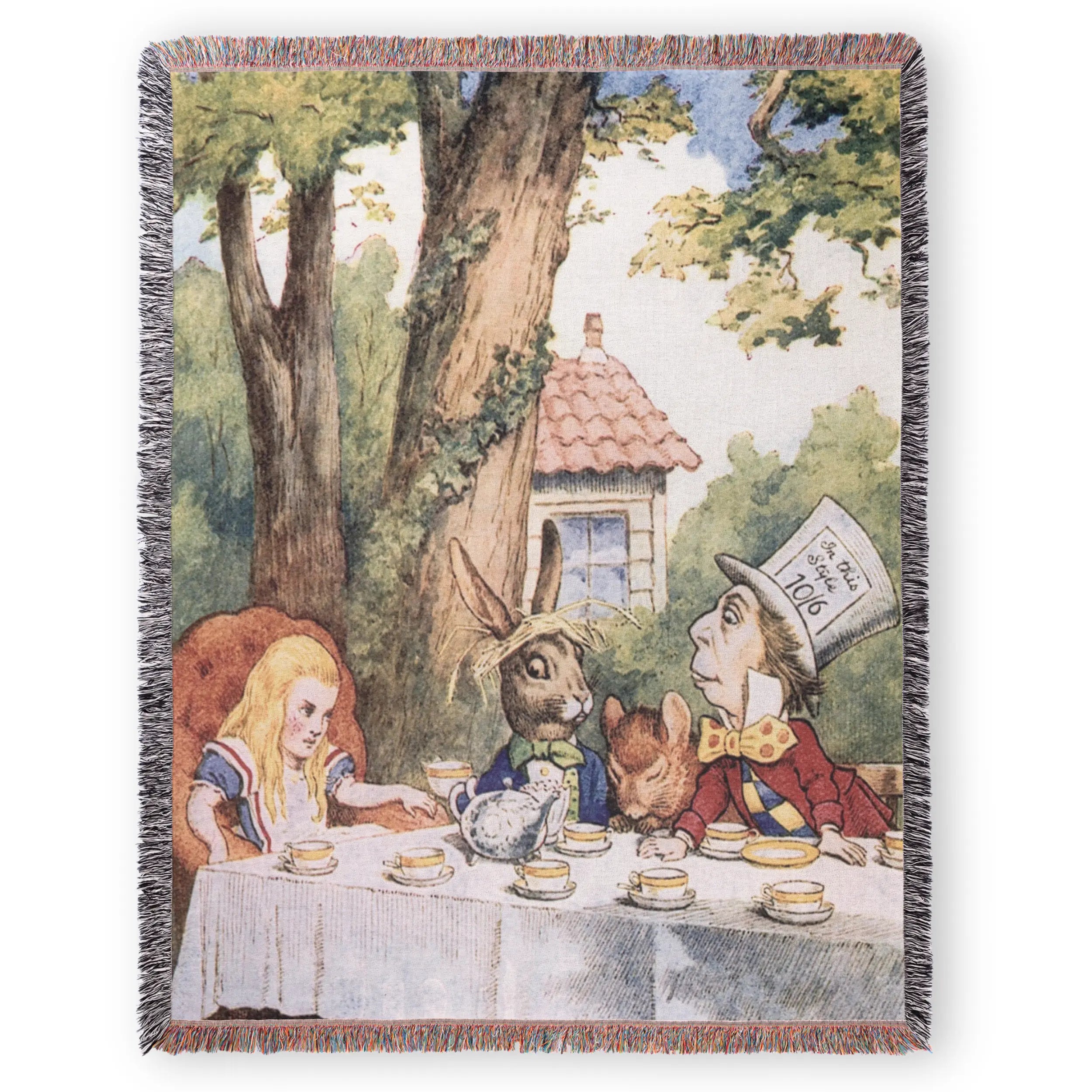 Alice in Wonderland Mad Hatter’s Tea Party Woven Blanket Printify