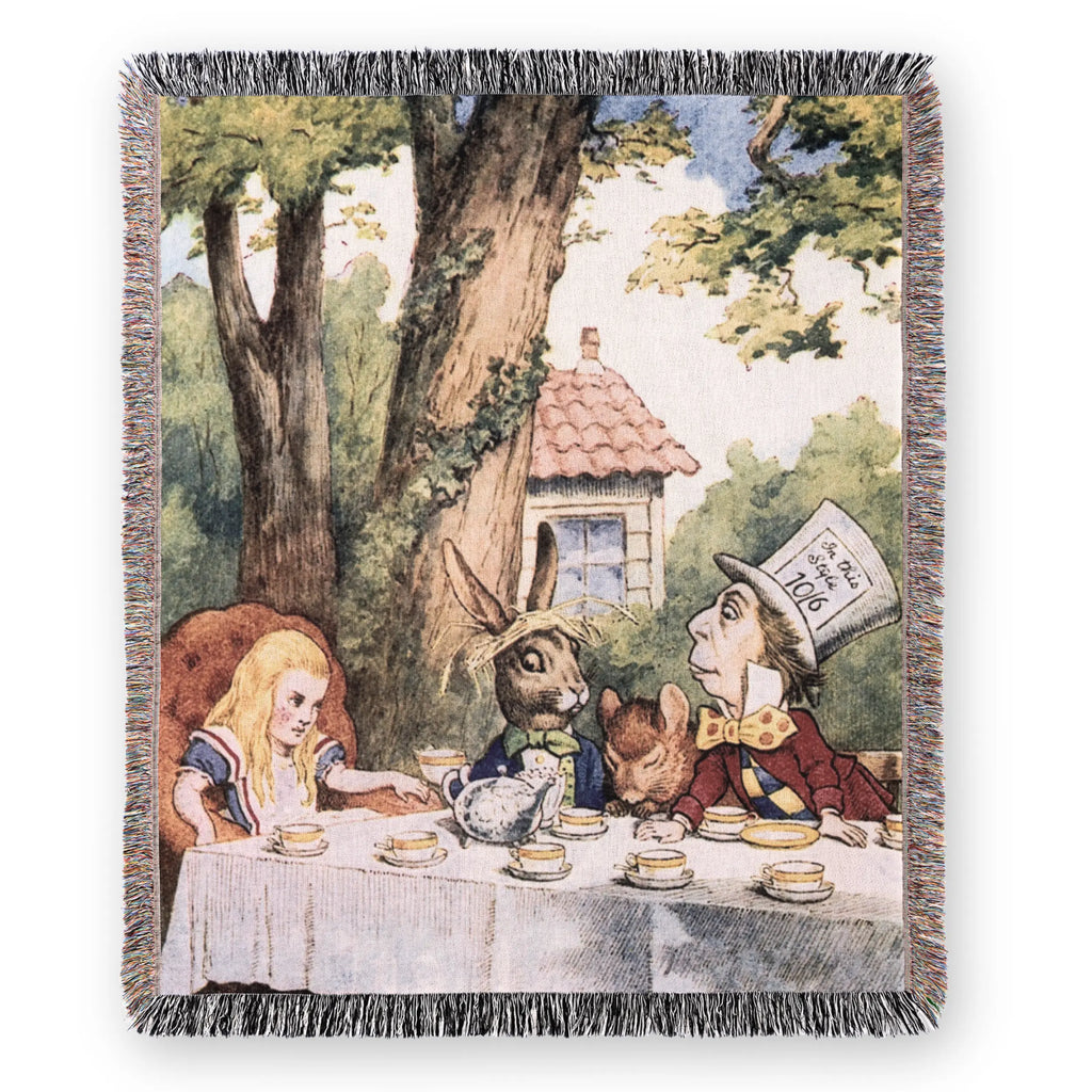 Alice in Wonderland Mad Hatter’s Tea Party Woven Blanket Printify