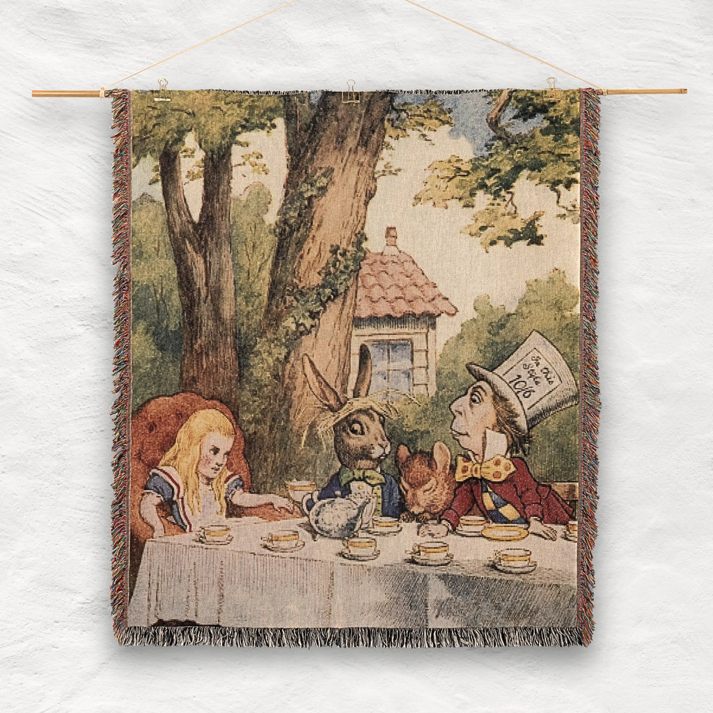 Alice in Wonderland Mad Hatter’s Tea Party Woven Blanket Printify