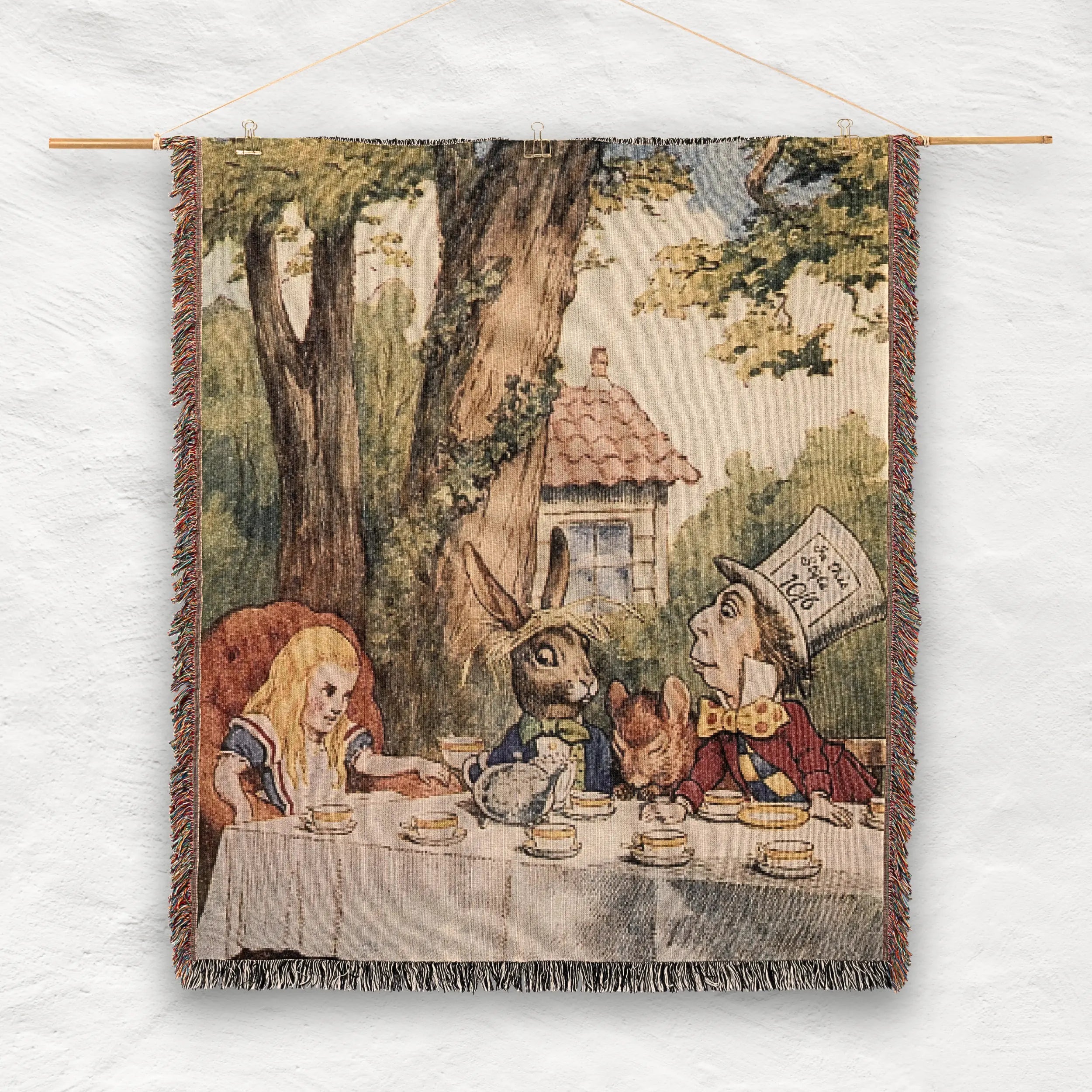 Alice in Wonderland Mad Hatter’s Tea Party Woven Blanket Printify