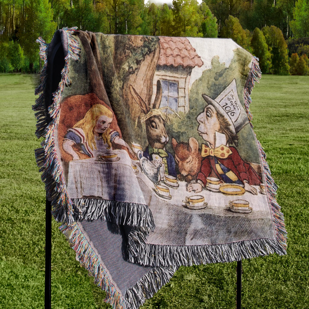Alice in Wonderland Mad Hatter’s Tea Party Woven Blanket Printify