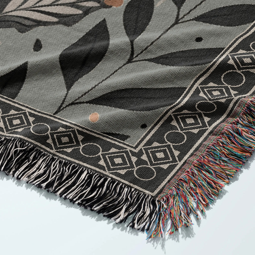 Floral Dragon Blanket — Enchanted Botanical Folk-Art Woven Throw Printify