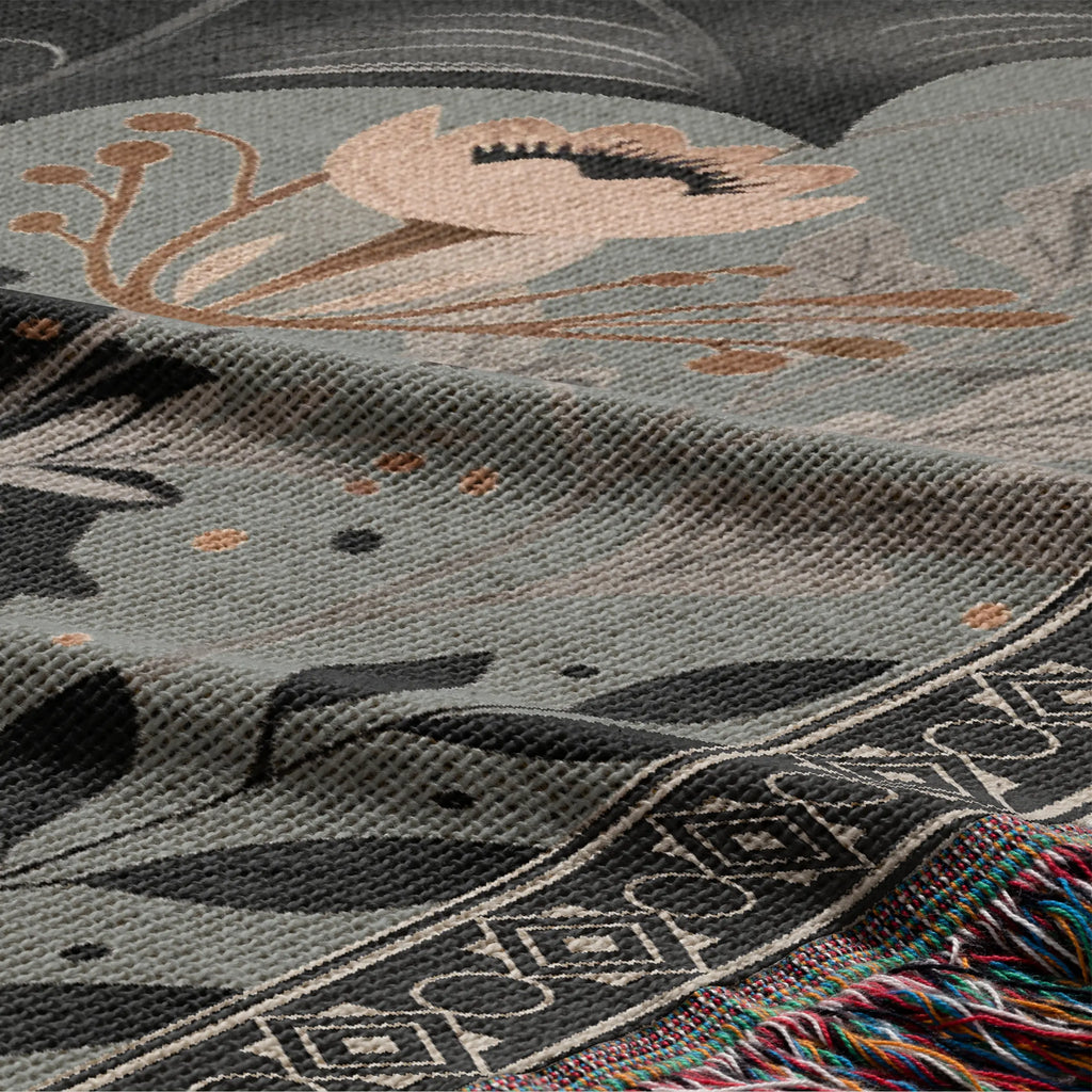 Floral Dragon Blanket — Enchanted Botanical Folk-Art Woven Throw Printify