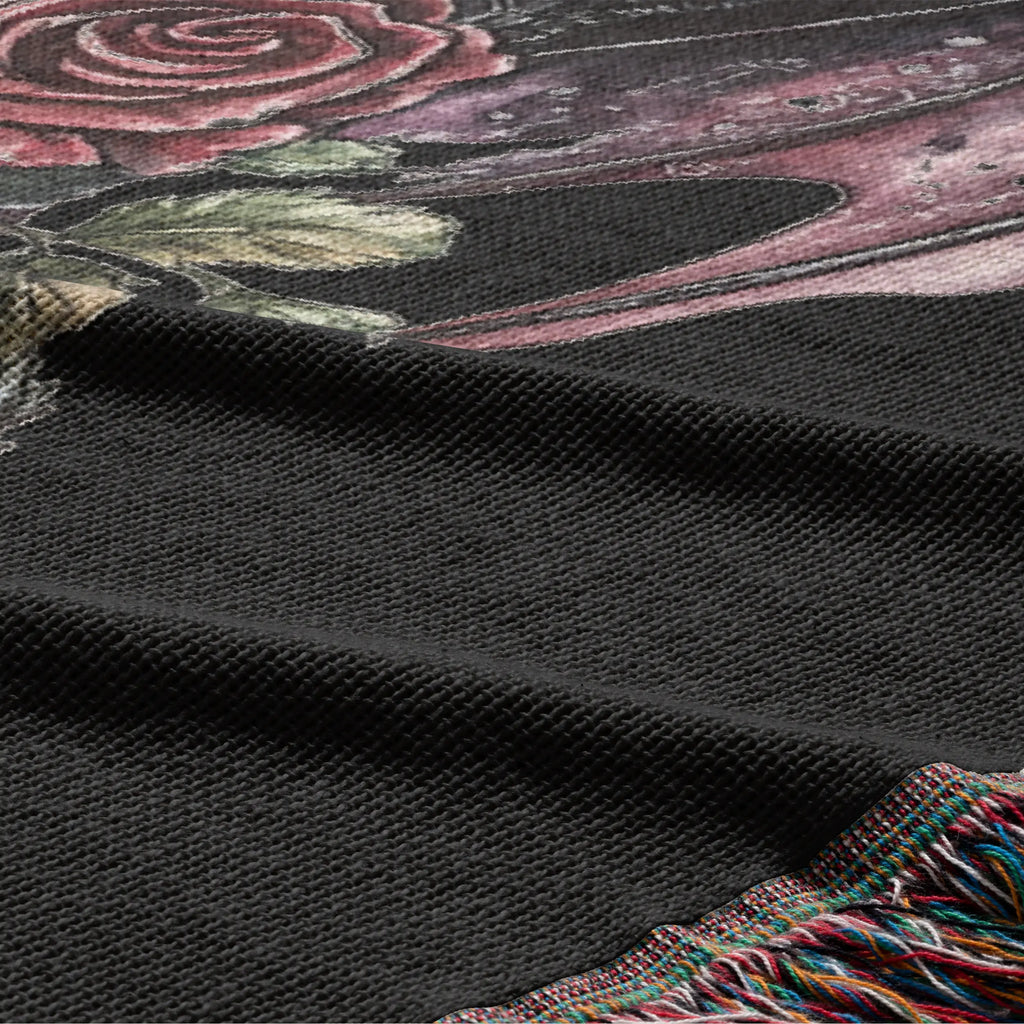 Personalized Dark Romantic Woven Dragon Blanket for Couples – Names and Date Printify