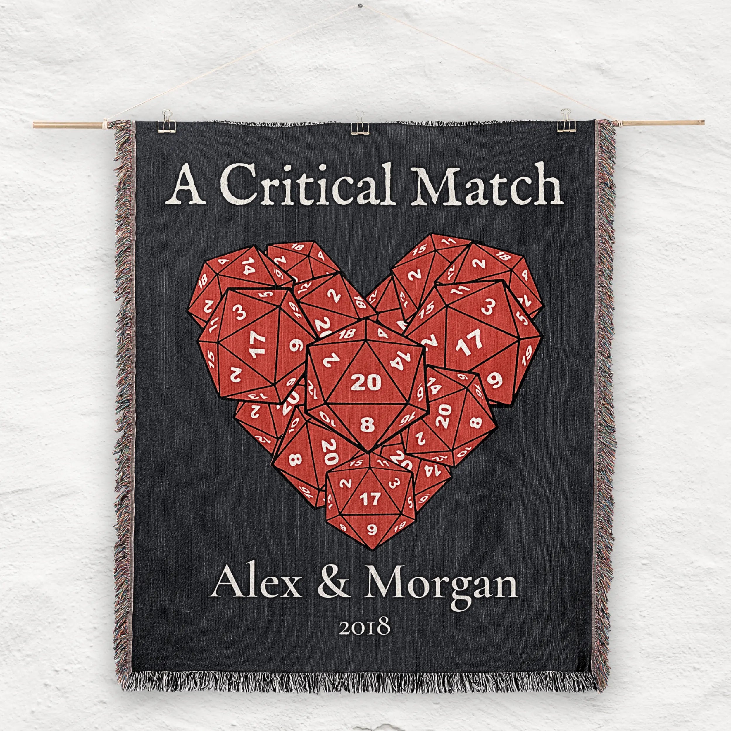 Party of Two D20 Woven Blanket – Personalized Gaming Couple Gift Printify