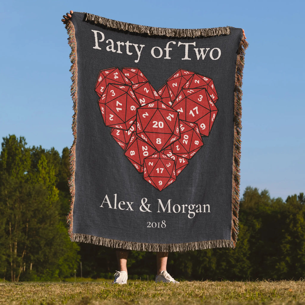 Party of Two D20 Woven Blanket – Personalized Gaming Couple Gift Printify
