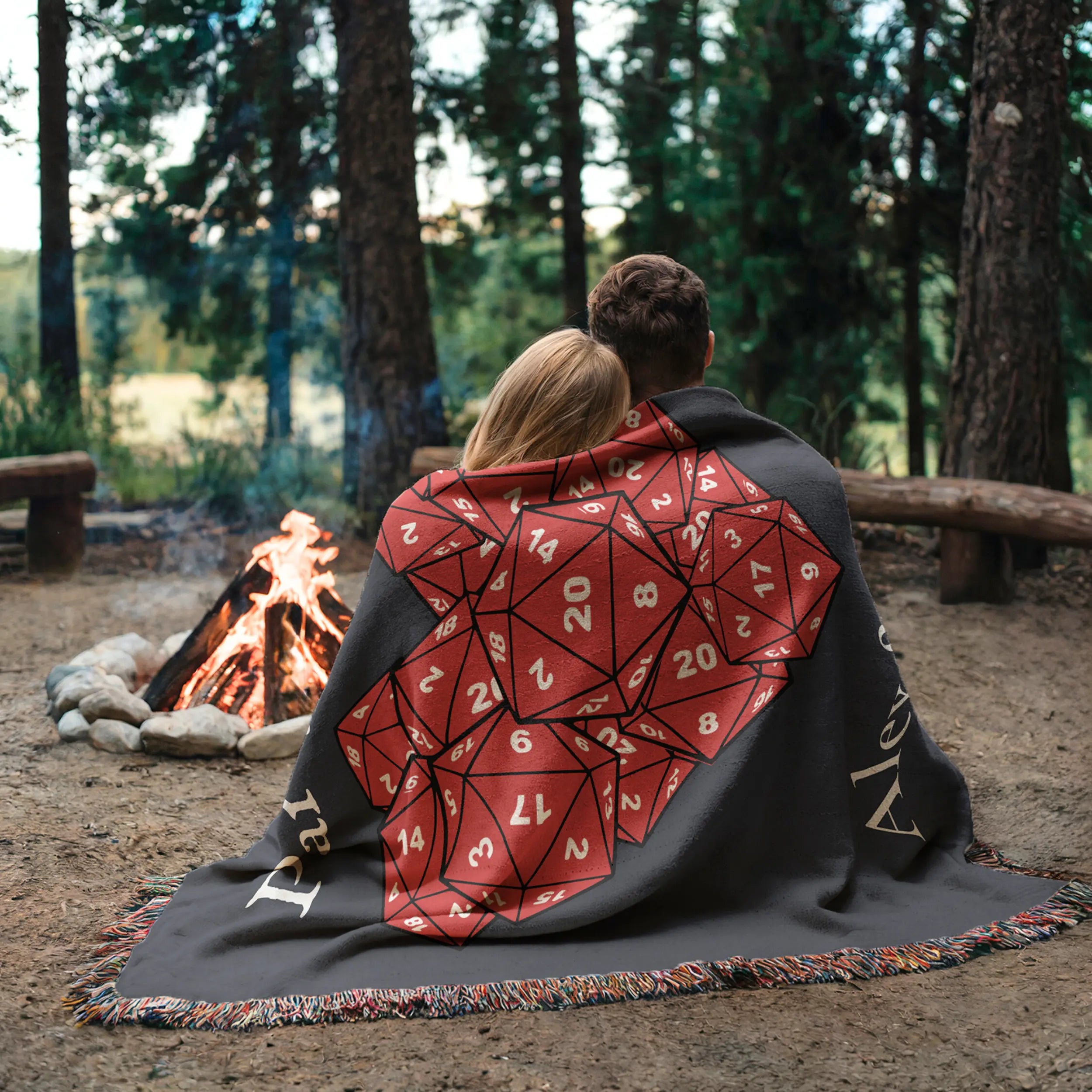 Party of Two D20 Woven Blanket – Personalized Gaming Couple Gift Printify