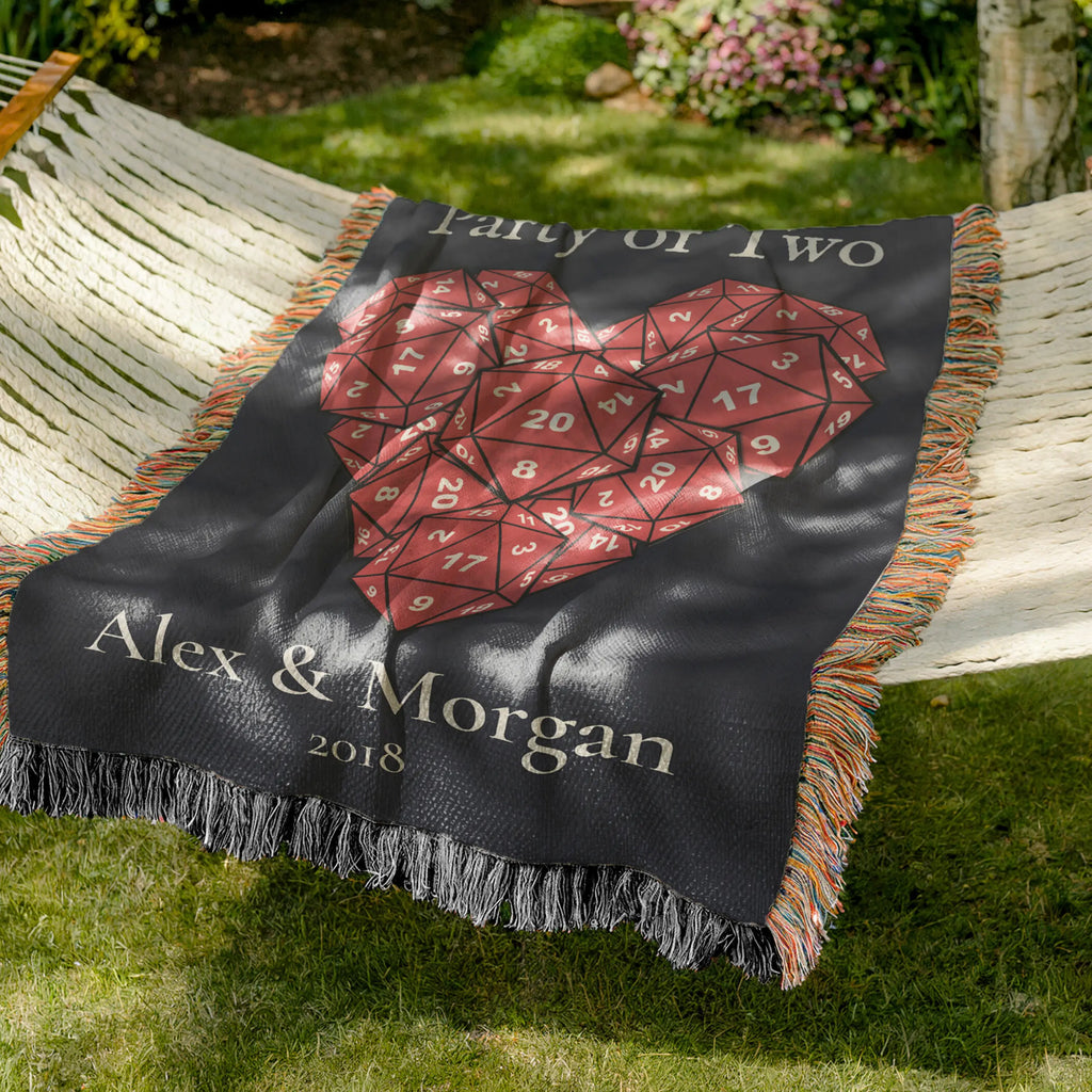 Party of Two D20 Woven Blanket – Personalized Gaming Couple Gift Printify