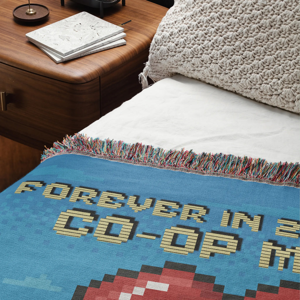 Retro Video Game Woven Blanket – Personalized 2-Player Co-Op for Couples Printify