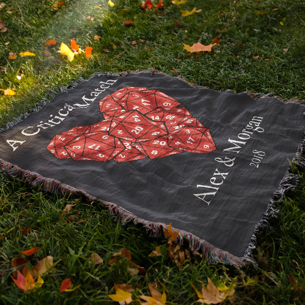 Party of Two D20 Woven Blanket – Personalized Gaming Couple Gift Printify