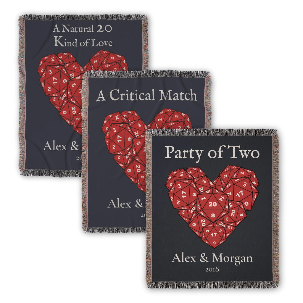 Party of Two D20 Woven Blanket – Personalized Gaming Couple Gift Printify