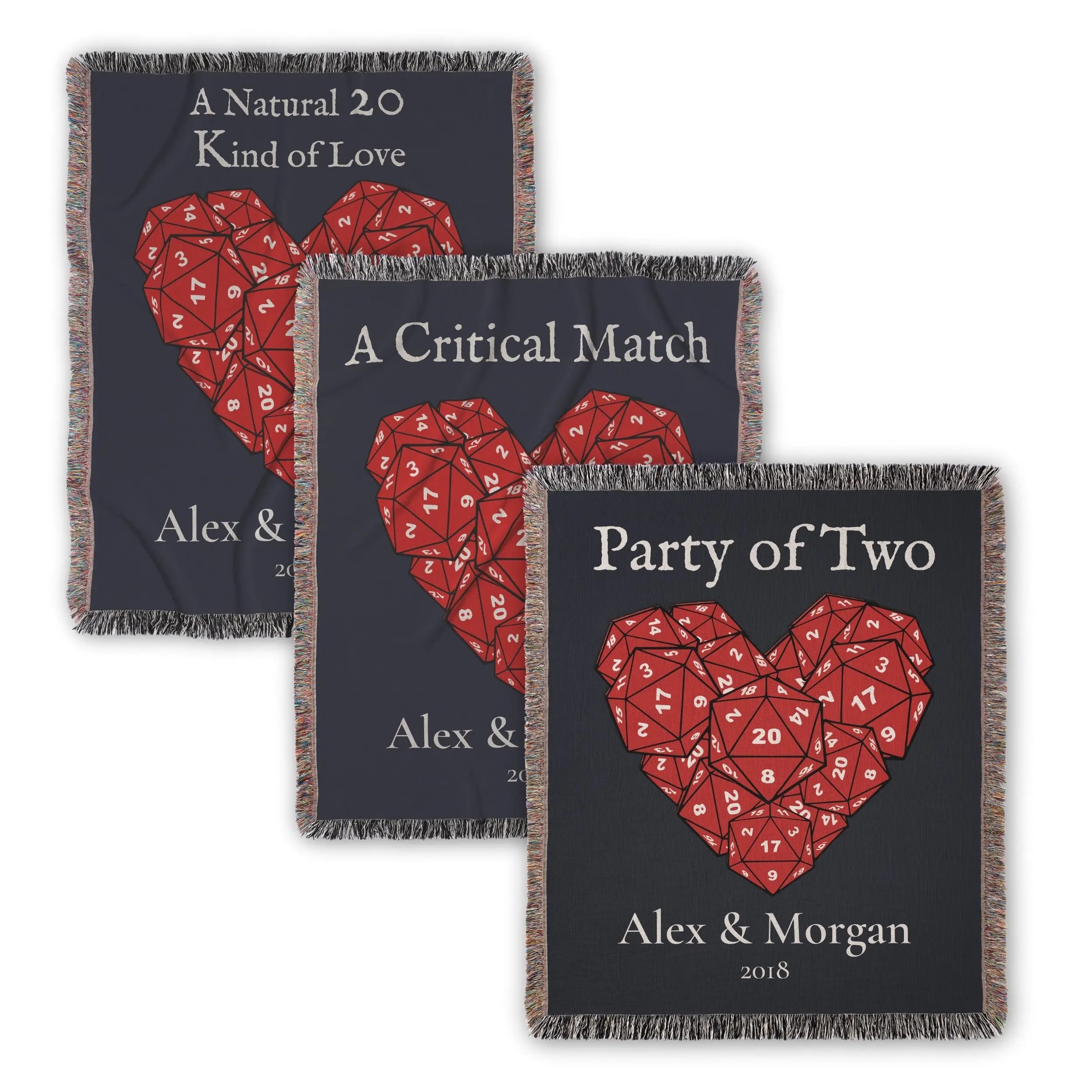 Party of Two D20 Woven Blanket – Personalized Gaming Couple Gift Printify