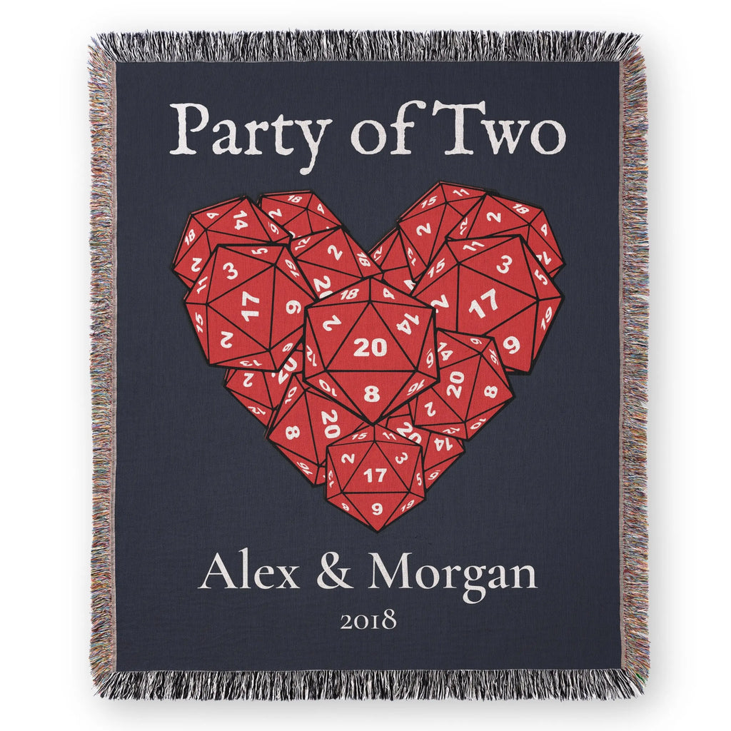 Party of Two D20 Woven Blanket – Personalized Gaming Couple Gift Printify