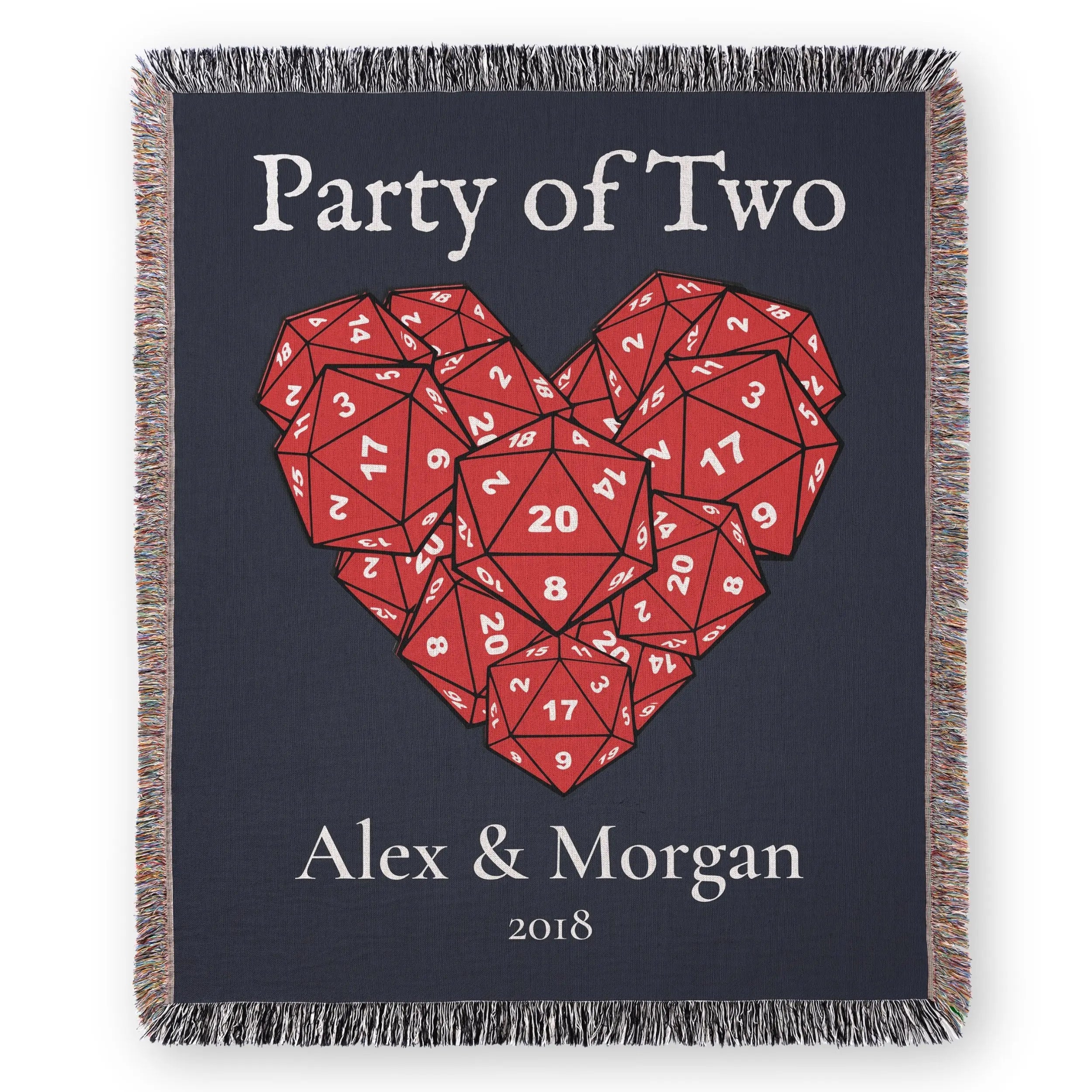 Party of Two D20 Woven Blanket – Personalized Gaming Couple Gift Printify