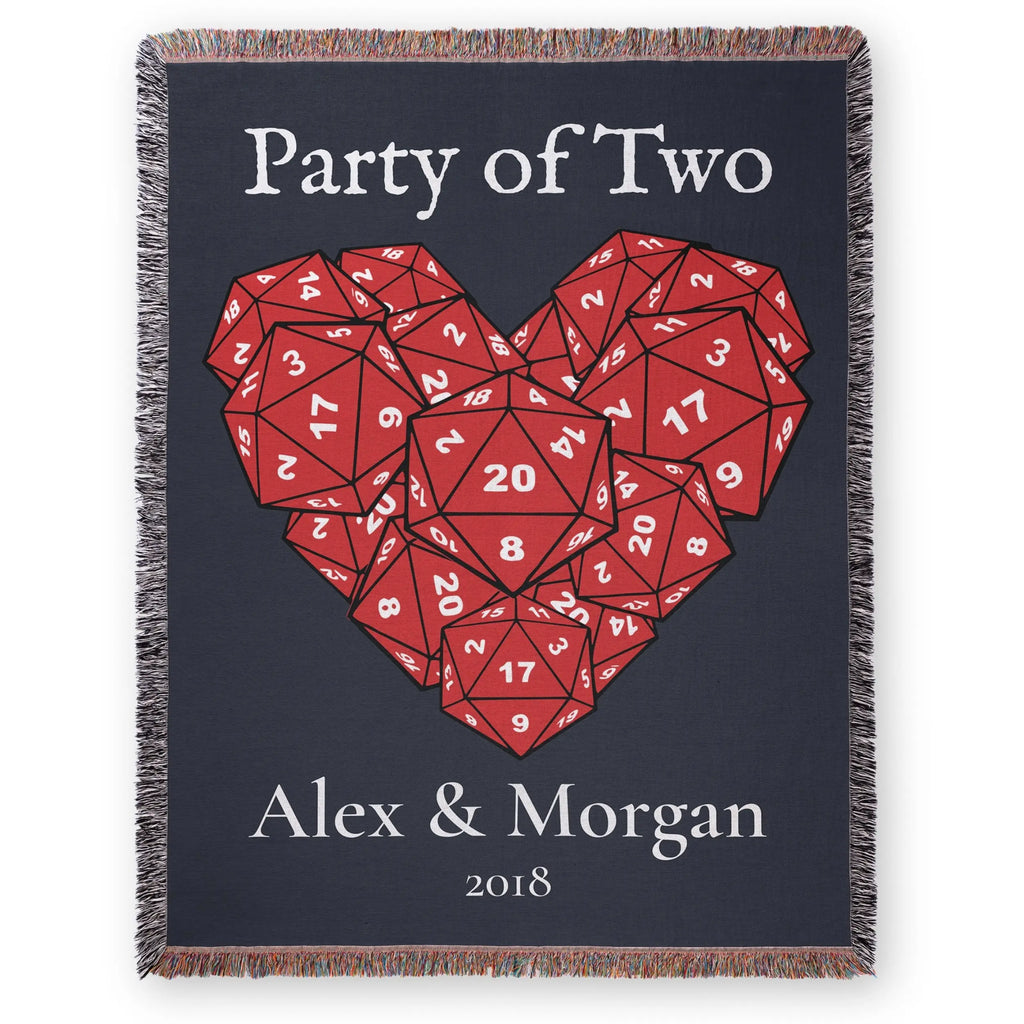 Party of Two D20 Woven Blanket – Personalized Gaming Couple Gift Printify