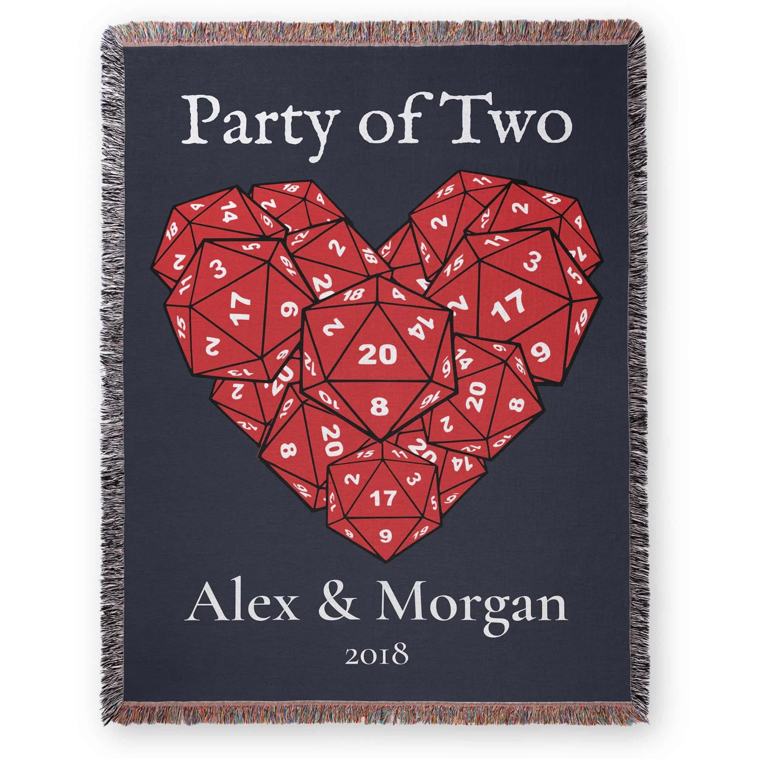 Party of Two D20 Woven Blanket – Personalized Gaming Couple Gift Printify