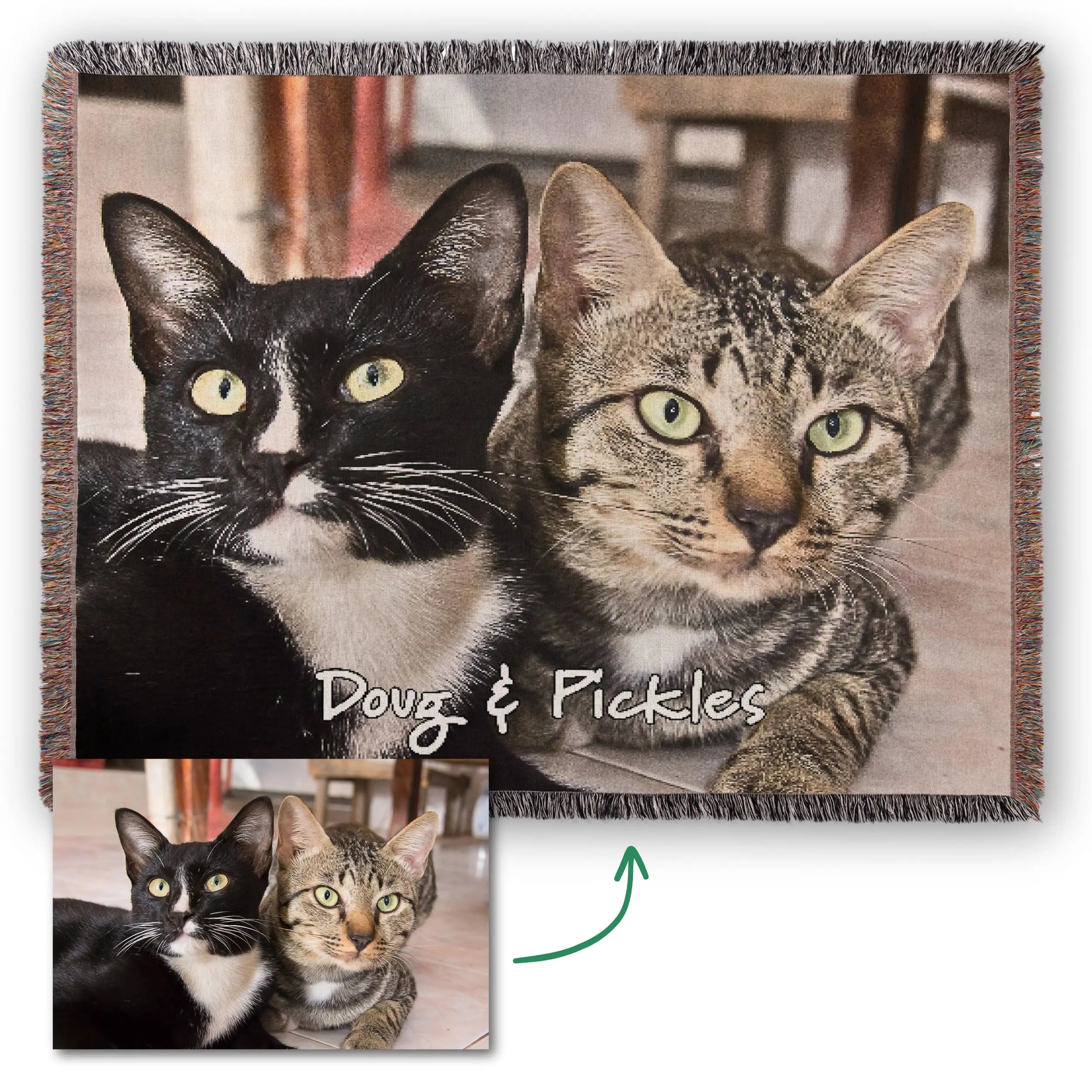 Personalized Pet Photo Woven Blanket – Custom Dog or Cat Portrait Printify