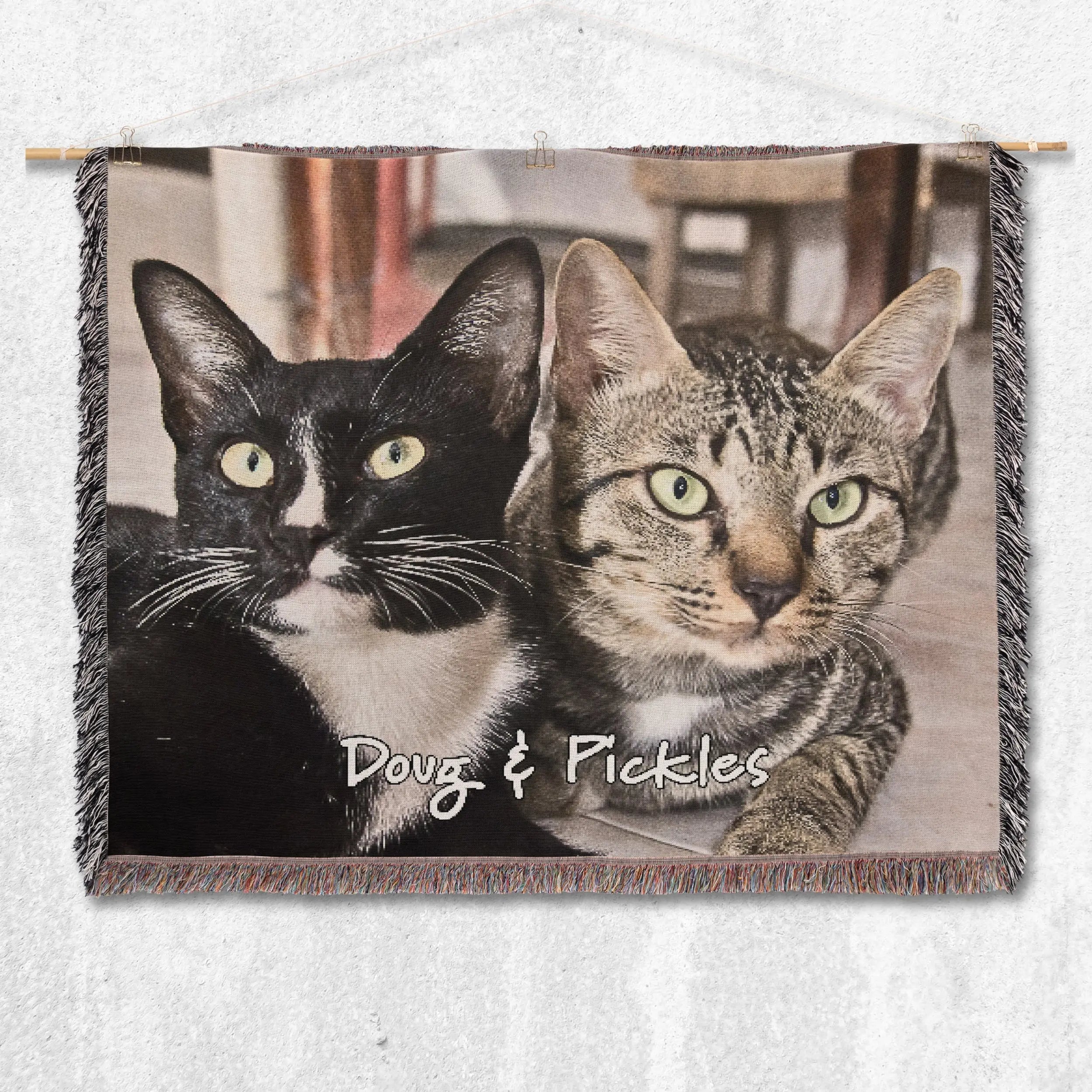 Personalized Pet Photo Woven Blanket – Custom Dog or Cat Portrait Printify
