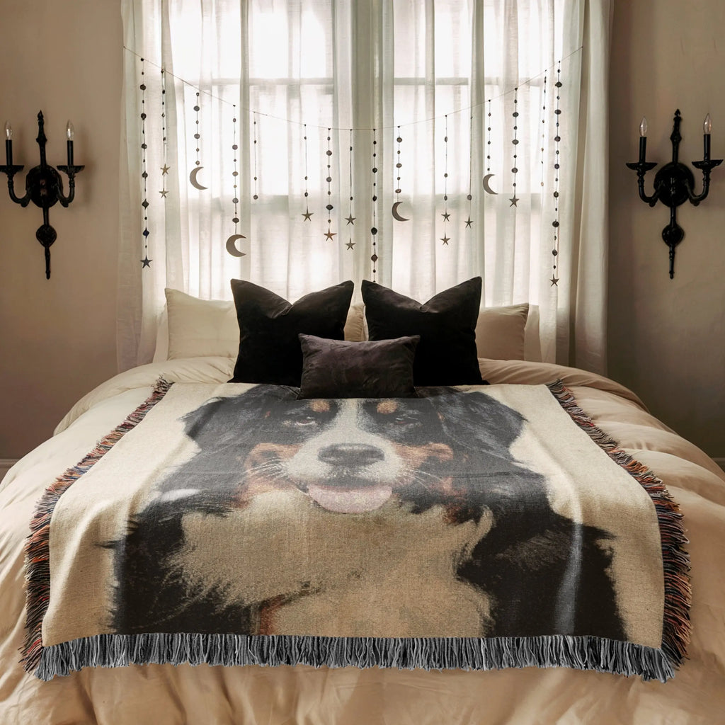 Personalized Pet Photo Woven Blanket – Custom Dog or Cat Portrait Printify