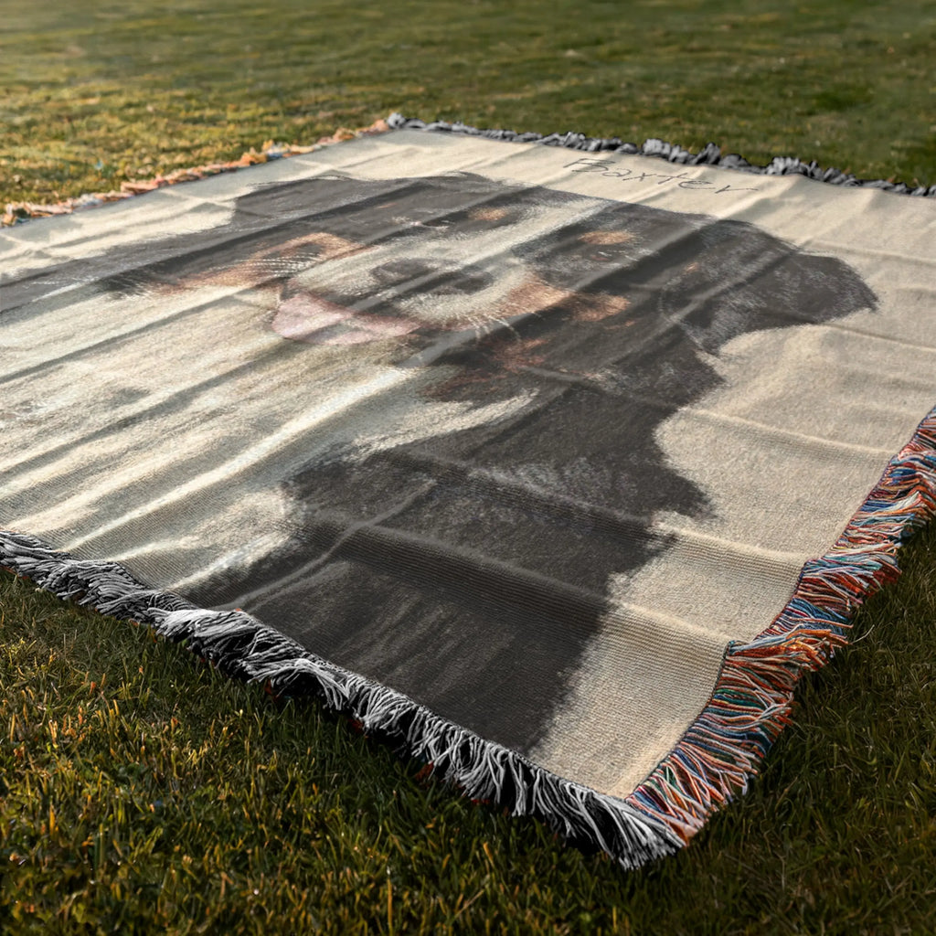 Personalized Pet Photo Woven Blanket – Custom Dog or Cat Portrait Printify