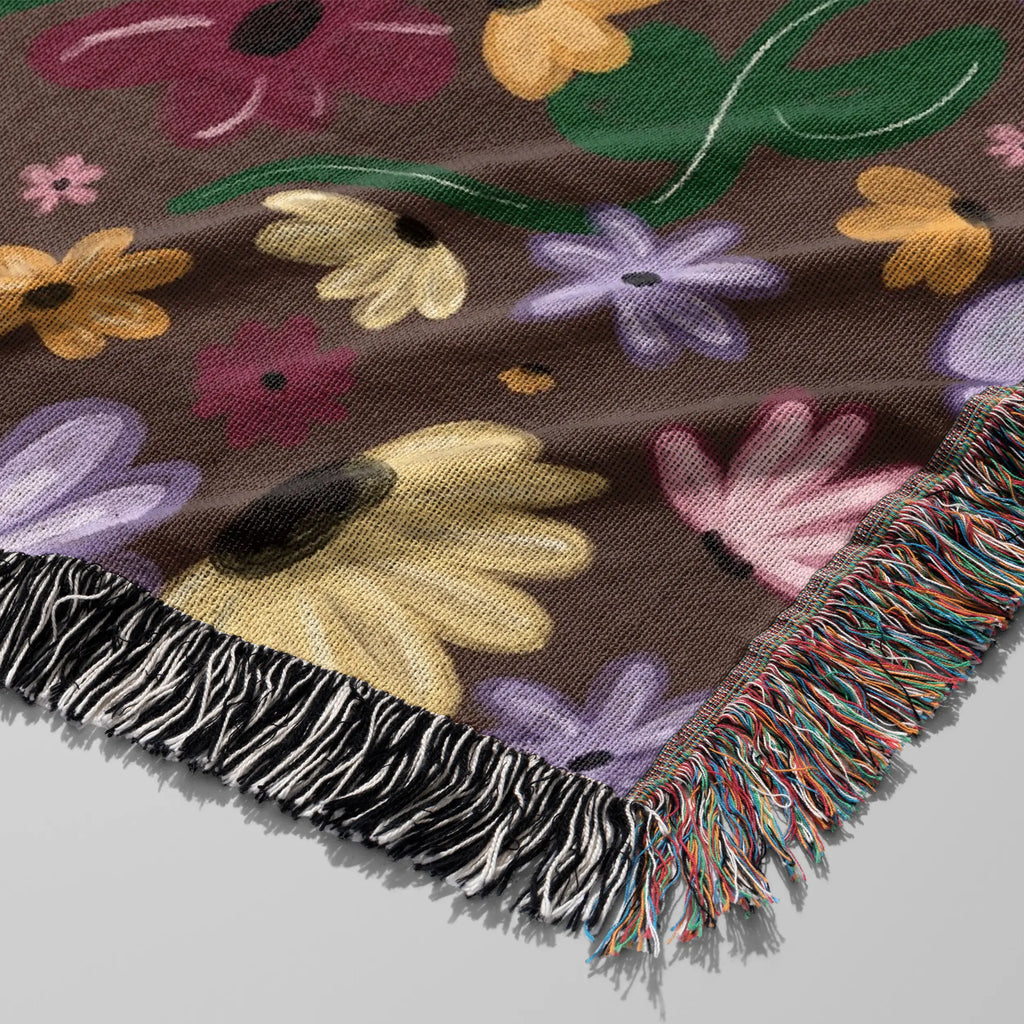 Surprise Song Piano Flowers Woven Blanket — Painterly Wildflower Throw Printify