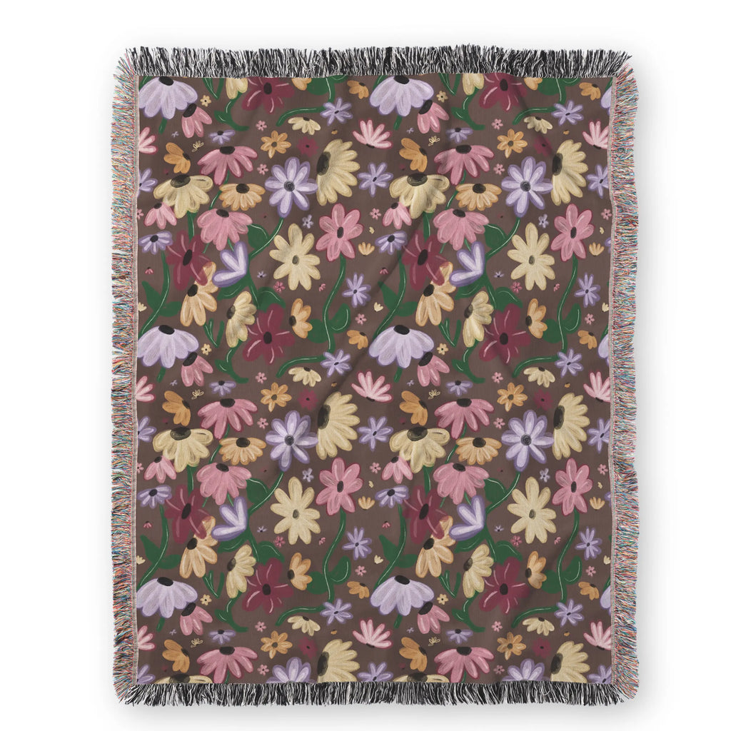 Surprise Song Piano Flowers Woven Blanket — Painterly Wildflower Throw Printify