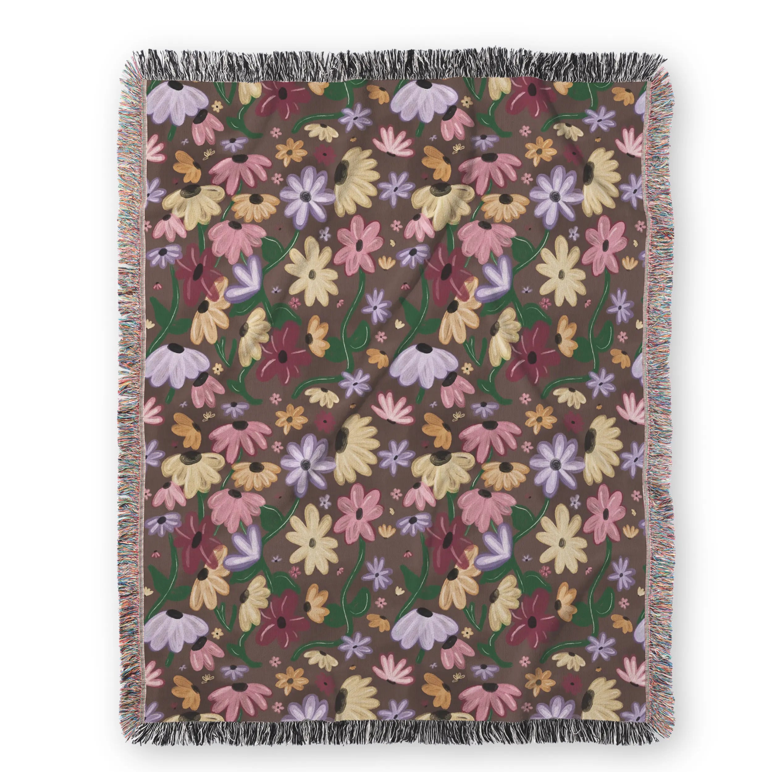 Surprise Song Piano Flowers Woven Blanket — Painterly Wildflower Throw Printify