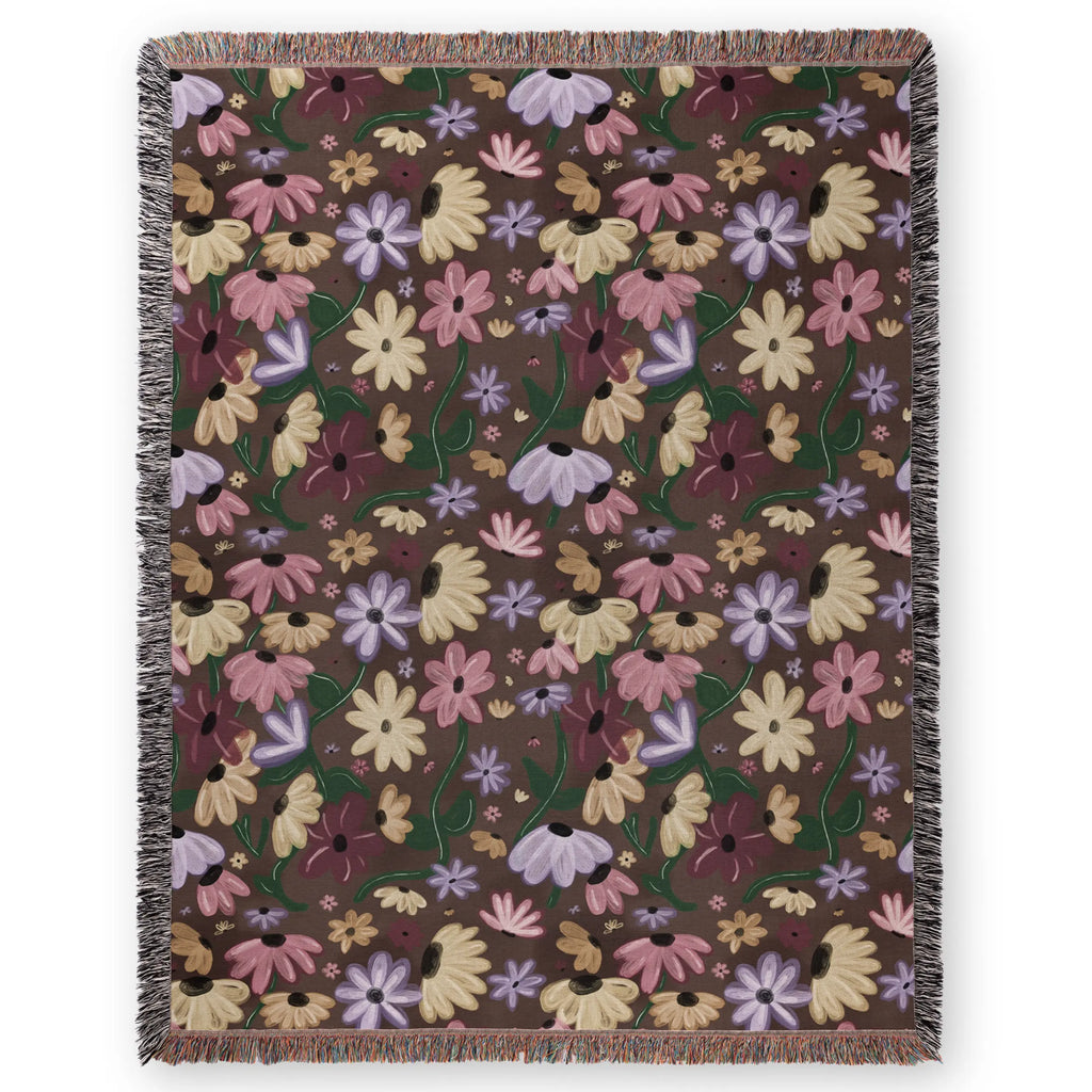 Surprise Song Piano Flowers Woven Blanket — Painterly Wildflower Throw Printify