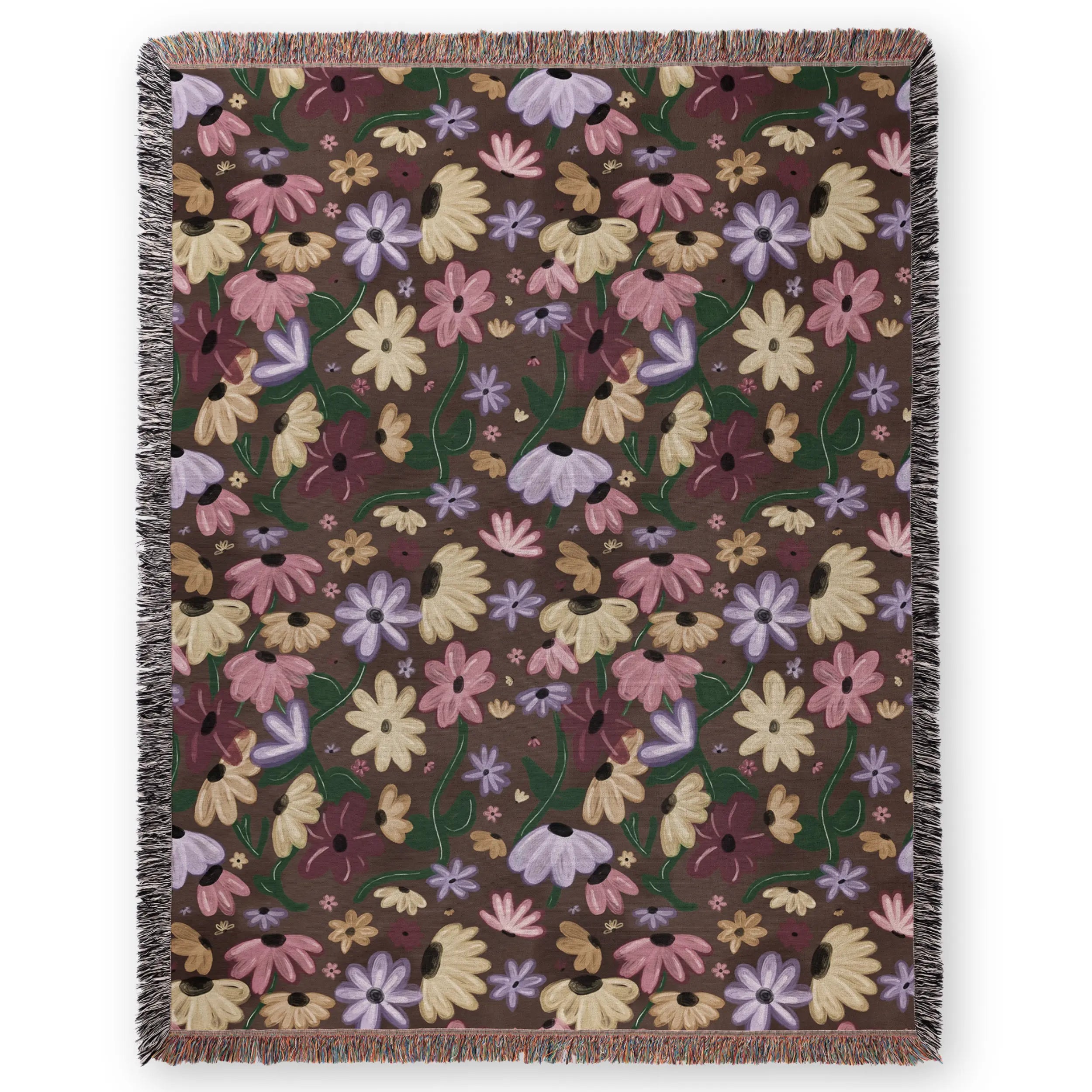 Surprise Song Piano Flowers Woven Blanket — Painterly Wildflower Throw Printify