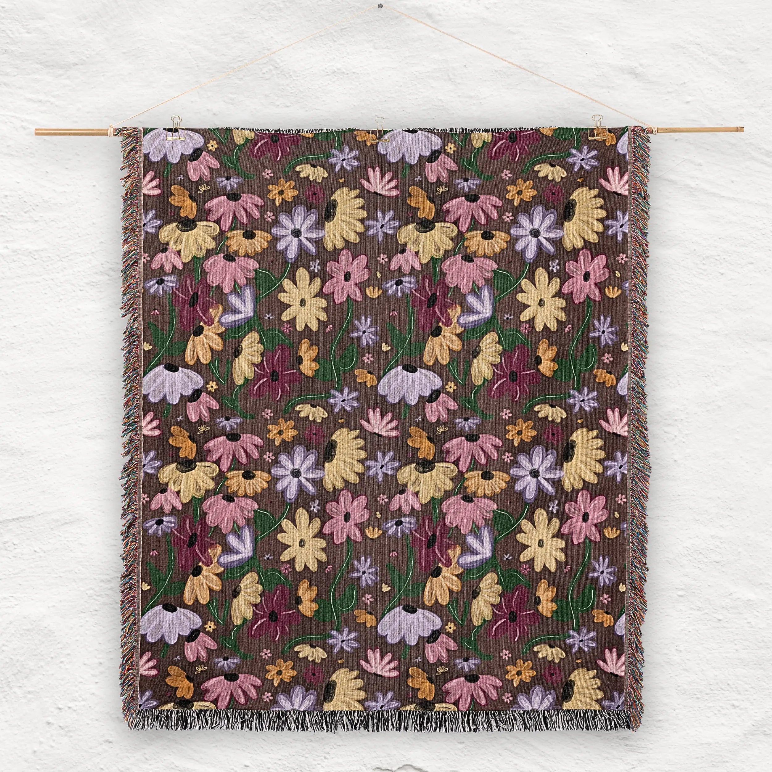 Surprise Song Piano Flowers Woven Blanket — Painterly Wildflower Throw Printify