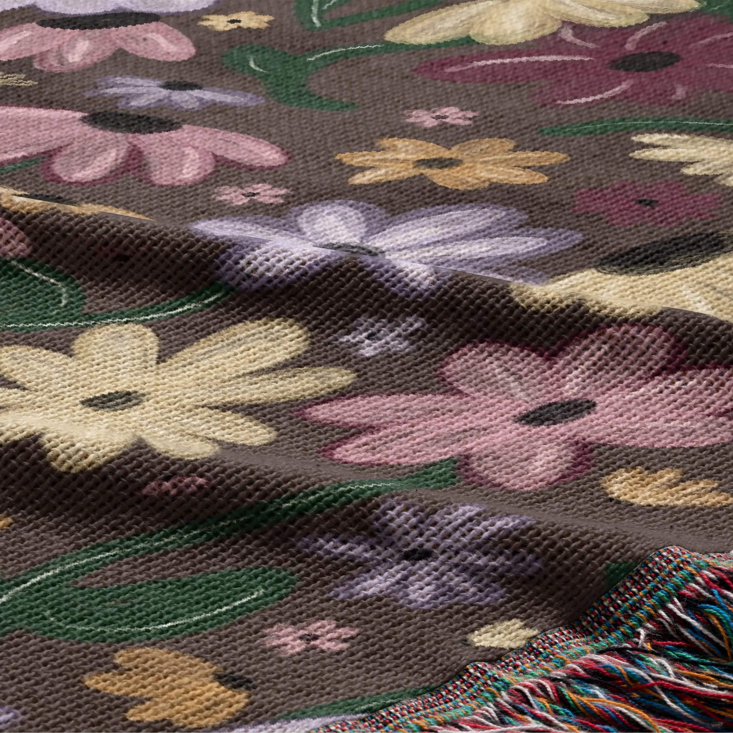 Surprise Song Piano Flowers Woven Blanket — Painterly Wildflower Throw Printify