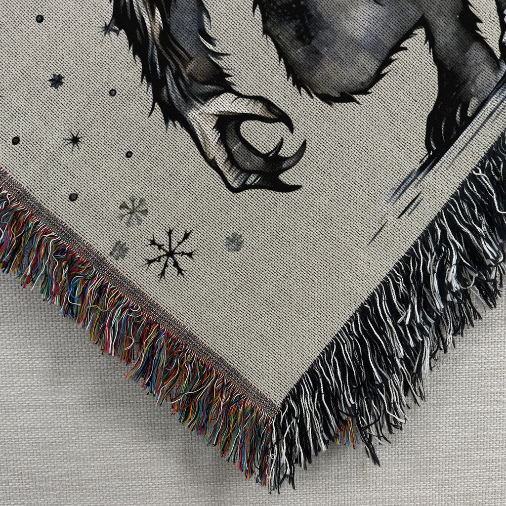 Watercolor Krampus Woven Blanket – Alpine Folklore Holiday Throw Printify
