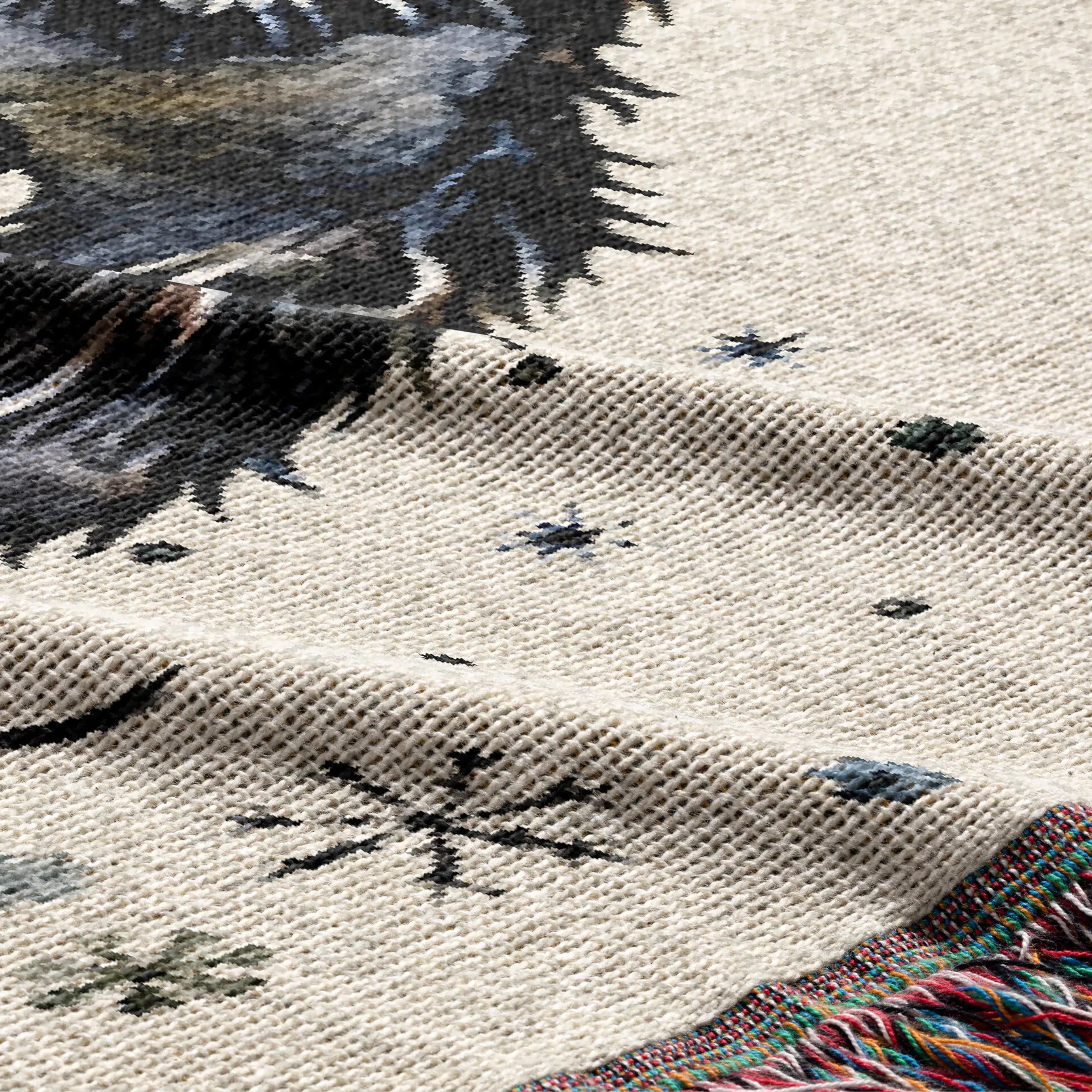 Watercolor Krampus Woven Blanket – Alpine Folklore Holiday Throw Printify