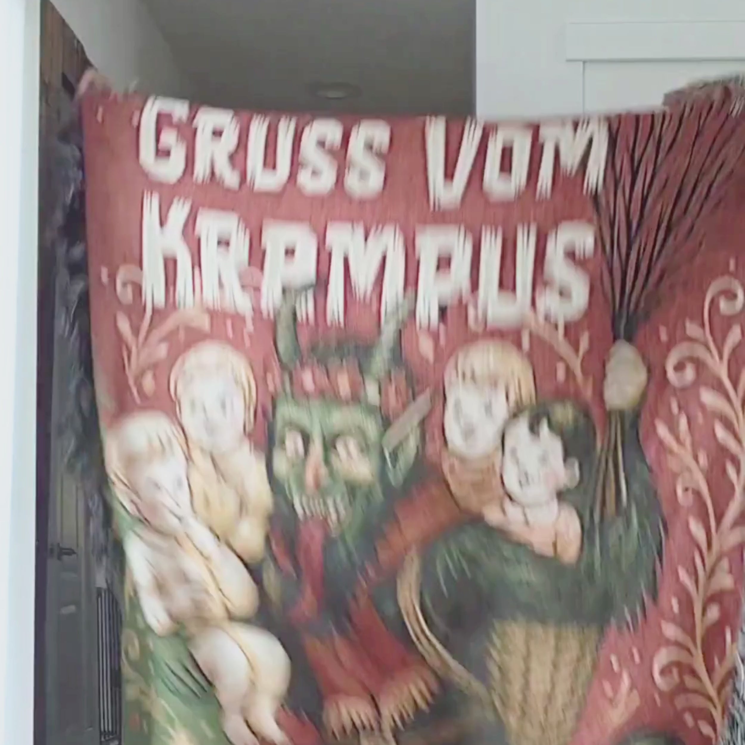 Krampus Vintage Holiday Woven Blanket – Retro Christmas Throw